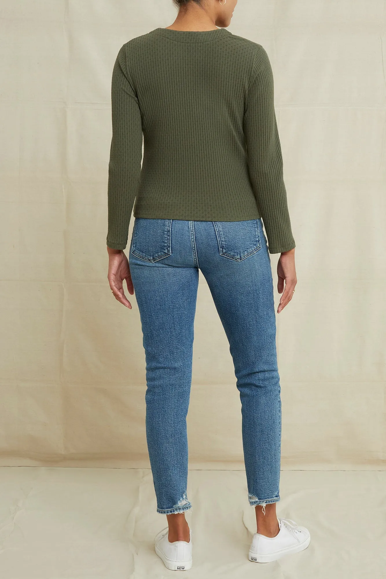 Bridgette Pointelle Rib Cardigan - Calla Green - ReAmour sold by Amour Vert product image thumbnail 3