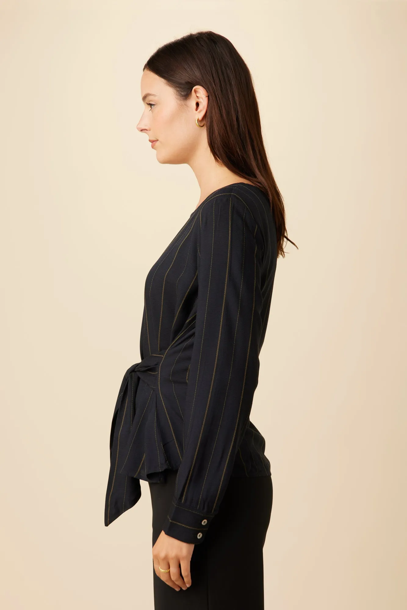 Scarlett Viscose Blouse - Navy Stripe sold by Amour Vert product image thumbnail 2
