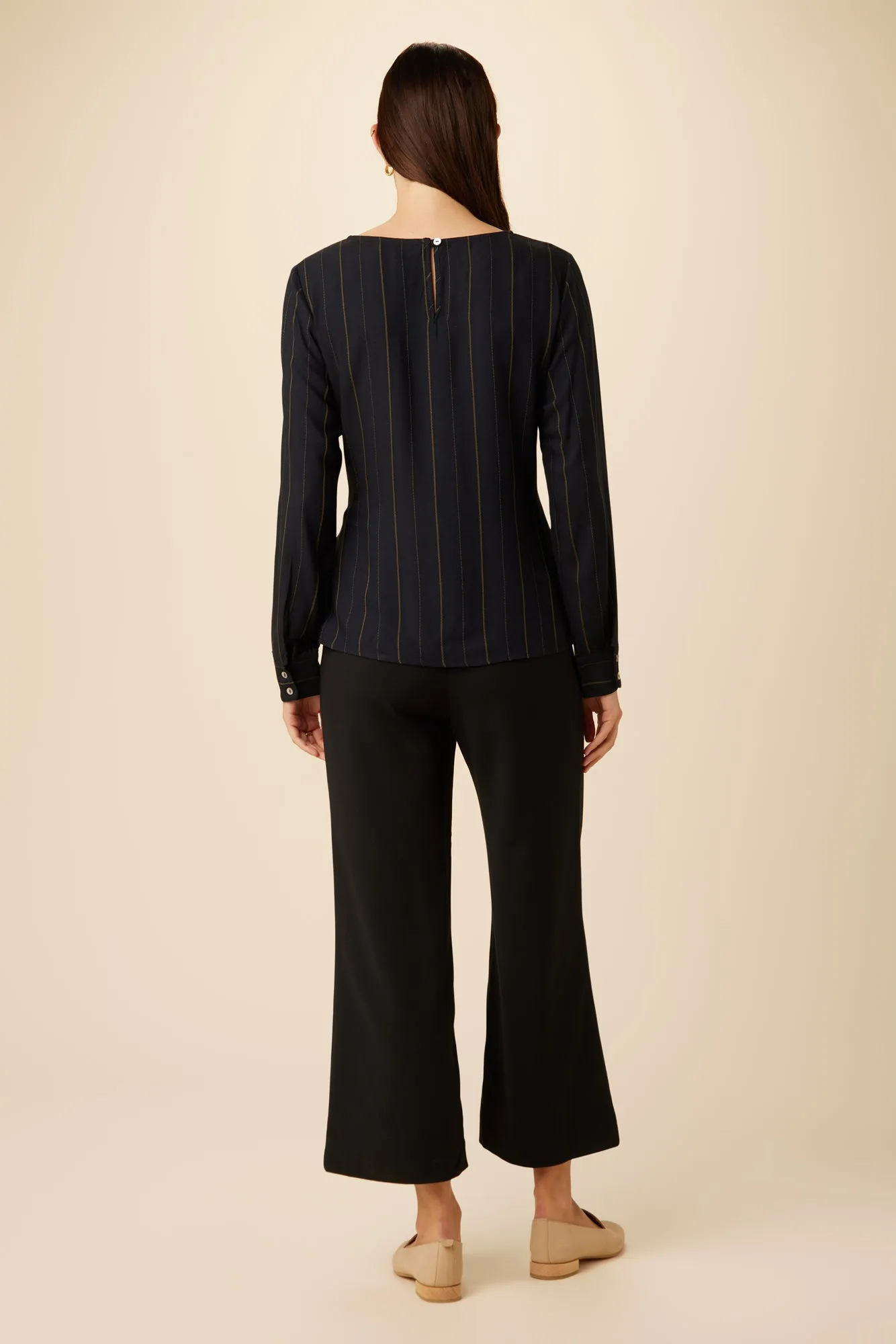 Scarlett Viscose Blouse - Navy Stripe sold by Amour Vert product image thumbnail 3