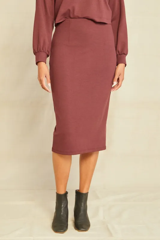 Alice Ponte Midi Skirt - Mocha sold by Amour Vert