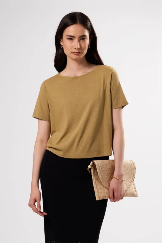 Yvette Silk Knit Tee - Elm sold by Amour Vert