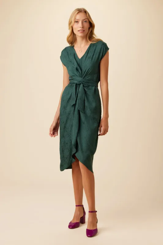 Josie Cupro Viscose Jacquard Dress - Darkest Spruce sold by Amour Vert