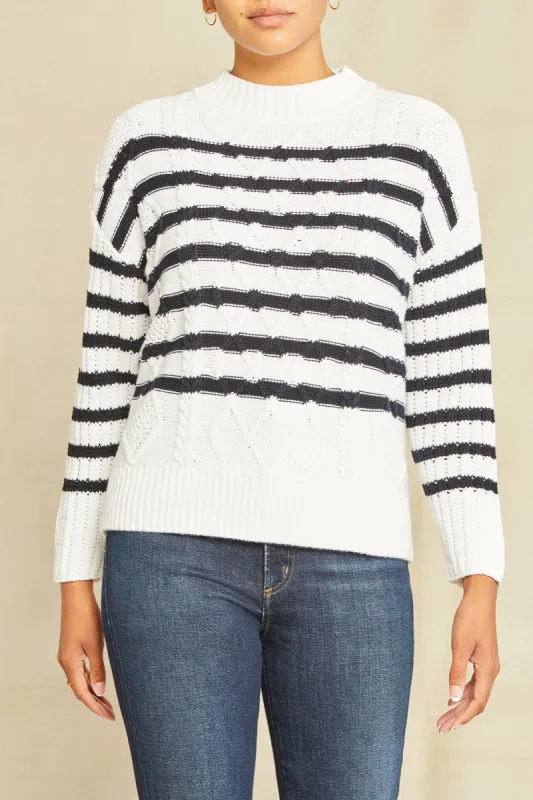 Meena Organic Cotton Sweater - Ivory and Navy - ReAmour sold by Amour Vert