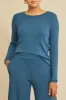 Berkeley Long Sleeve Dream Rib Tee - Azure sold by Amour Vert