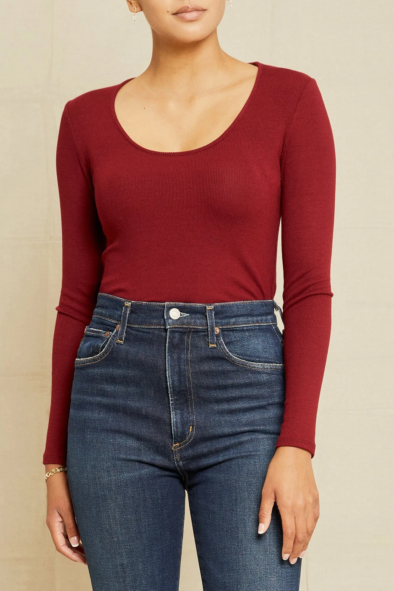 Itana Long Sleeve Dream Rib Tee - Mulberry sold by Amour Vert