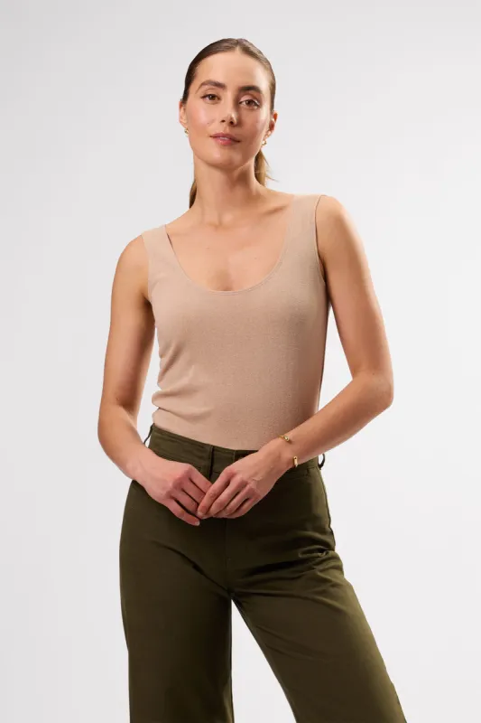 Clarisse Silk Knit Tank - Sand sold by Amour Vert