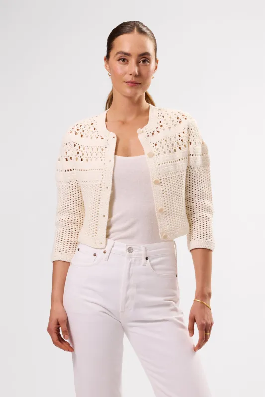 Crochet Cardigan - Ivory sold by Amour Vert