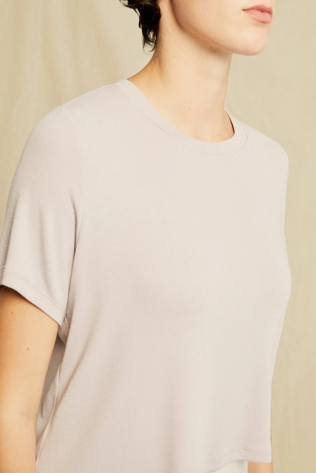 Tara Dream Rib Cropped Tee - Dawn sold by Amour Vert product image thumbnail 4