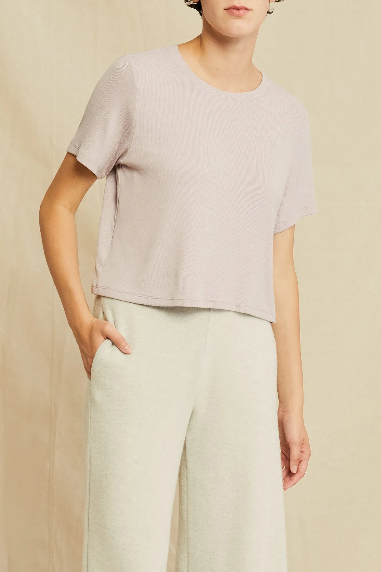 Tara Dream Rib Cropped Tee - Dawn sold by Amour Vert