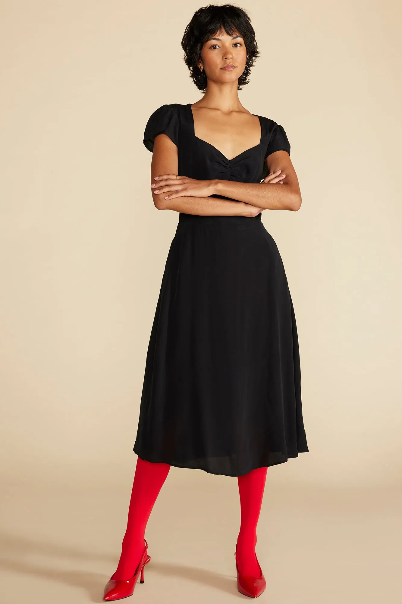 Beryl Crepe Midi Dress - Black sold by Amour Vert