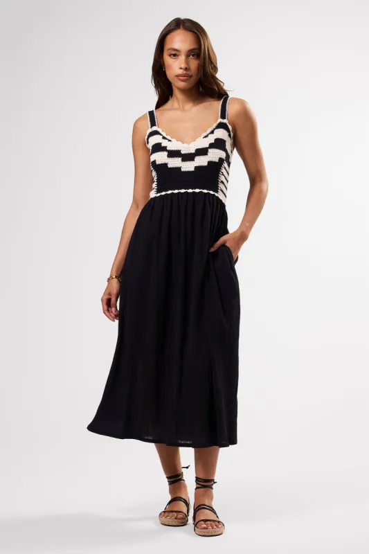 Anais Organic Cotton Crochet Dress - Black White sold by Amour Vert