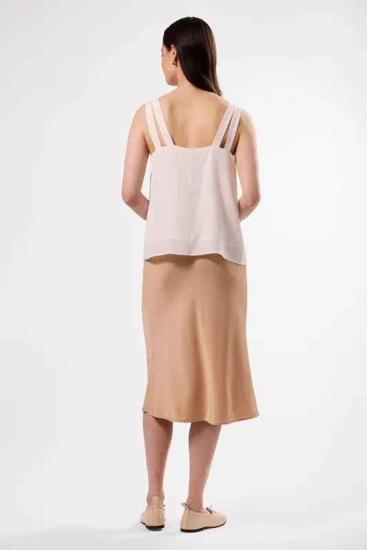 Twist Strap Washable Silk Tank - Ivory sold by Amour Vert