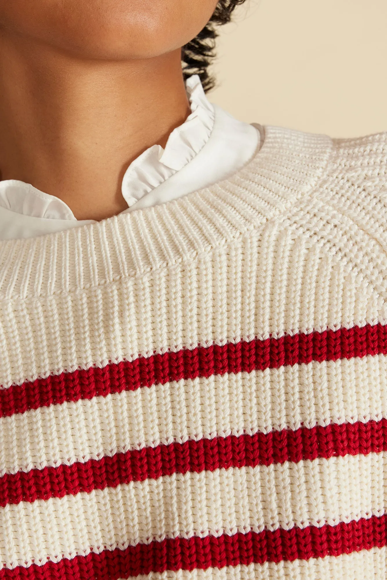 Layla Organic Cotton Sweater - Ivory and Red Stripe sold by Amour Vert product image thumbnail 2