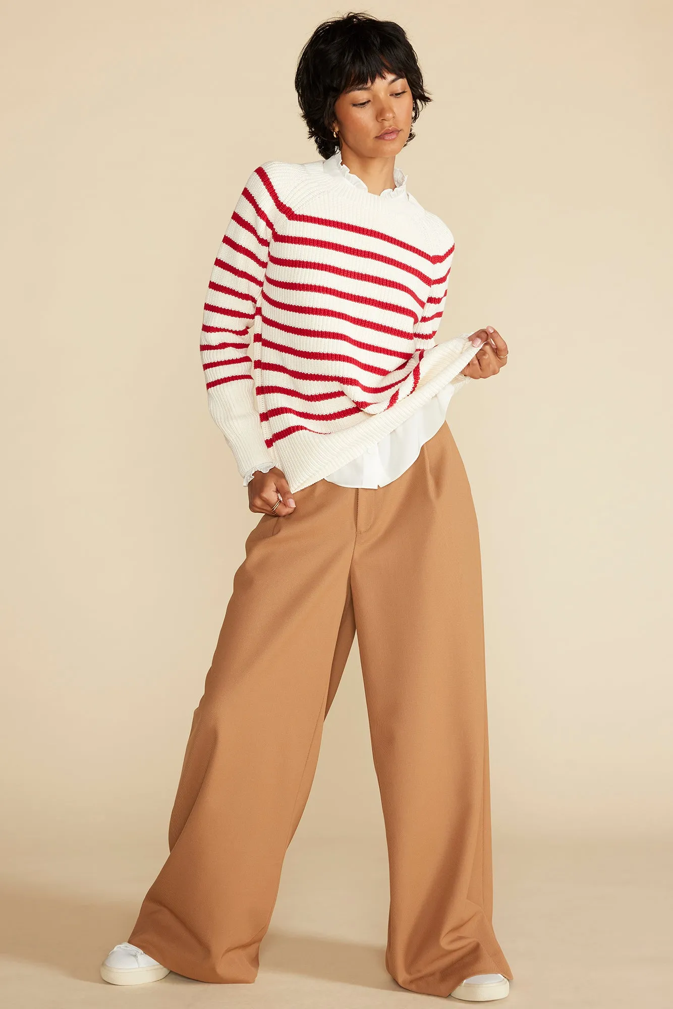 Layla Organic Cotton Sweater - Ivory and Red Stripe sold by Amour Vert product image thumbnail 5
