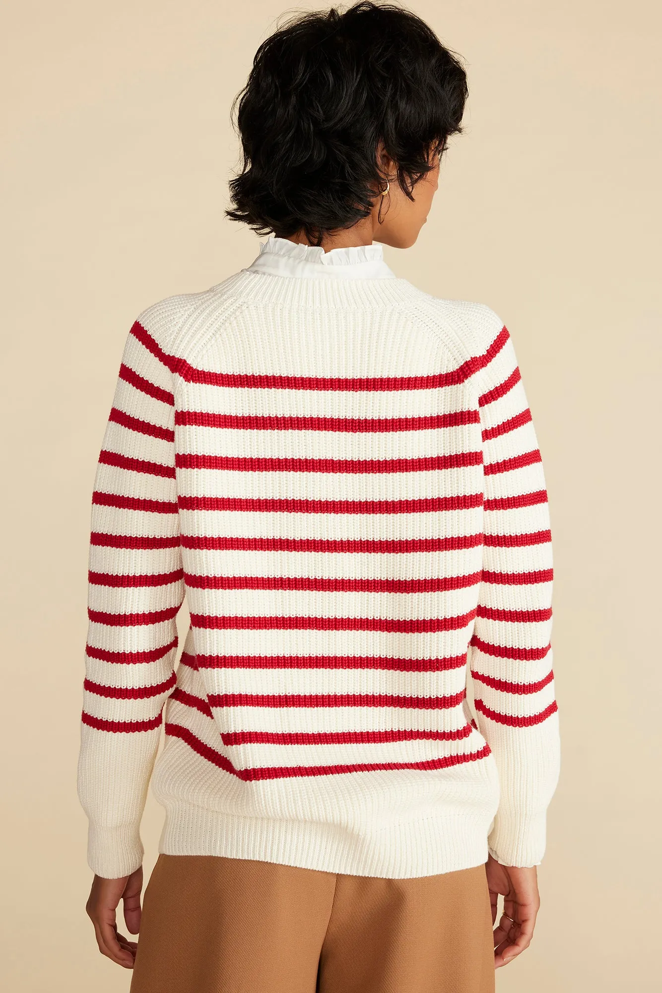 Layla Organic Cotton Sweater - Ivory and Red Stripe sold by Amour Vert product image thumbnail 4