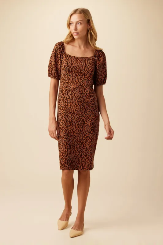 Bonnie Reverie Knit Dress - Almond Leopard Print - ReAmour made by Amour Vert