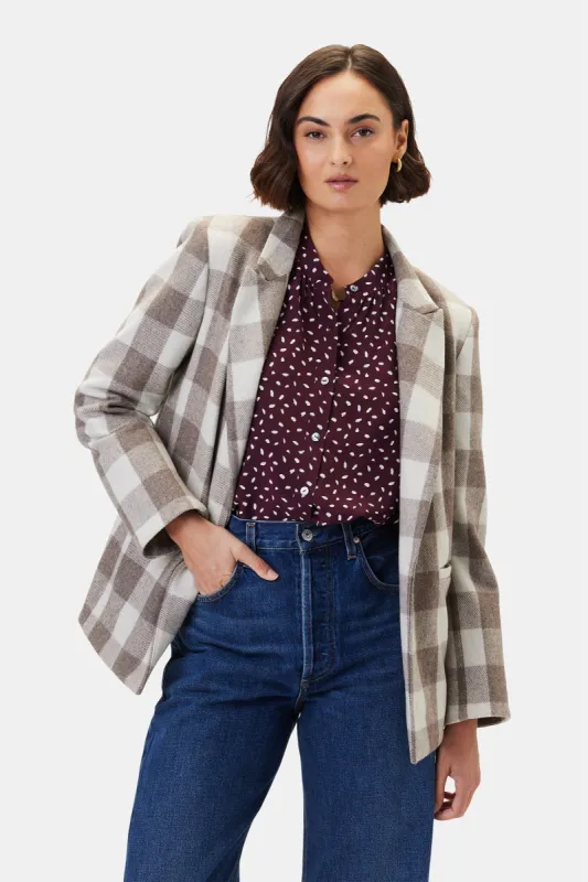 Tobie Single Breasted Blazer - Natural Buffalo Check sold by Amour Vert