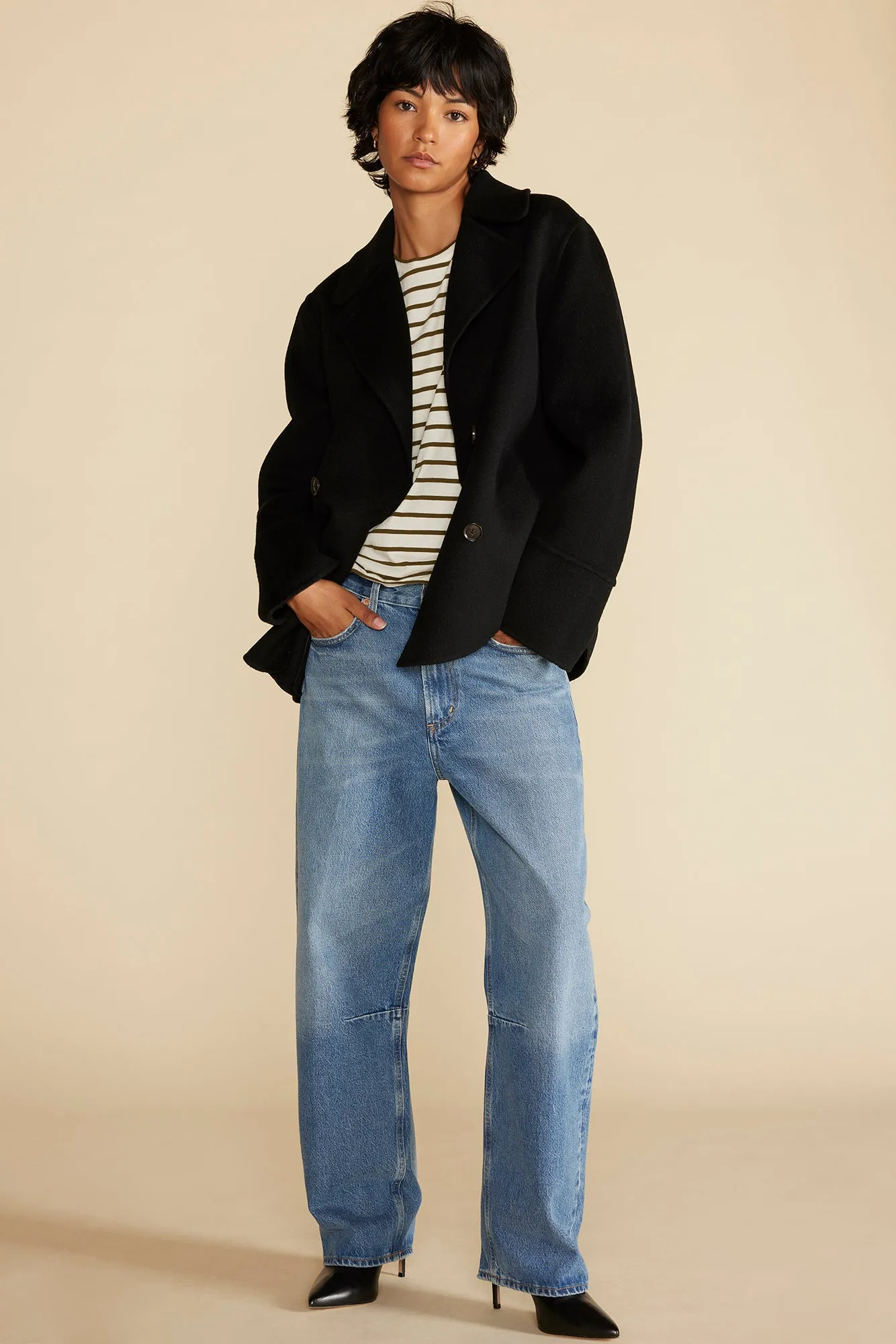 Berkeley Long Sleeve Tee - Ivory and Olive Green Stripe sold by Amour Vert product image thumbnail 5