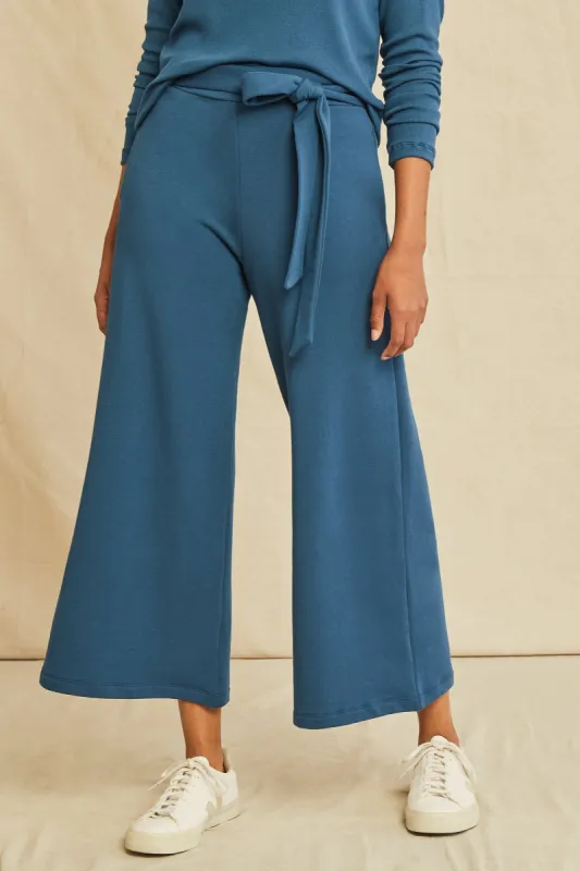 Eugenia Tie Waist Luxe Fleece Pants - Azure sold by Amour Vert