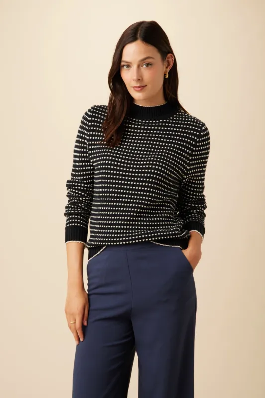 Campbell Organic Cotton Sweater - Black and Ivory sold by Amour Vert