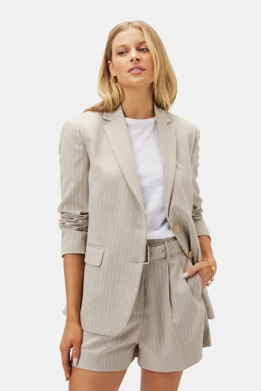 Slim Tobie Blazer - San Diego Stripe Natural sold by Amour Vert