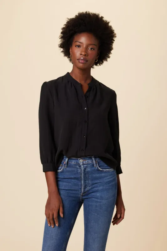 Charlotte 3/4 Sleeve Tencel Blouse - Black sold by Amour Vert