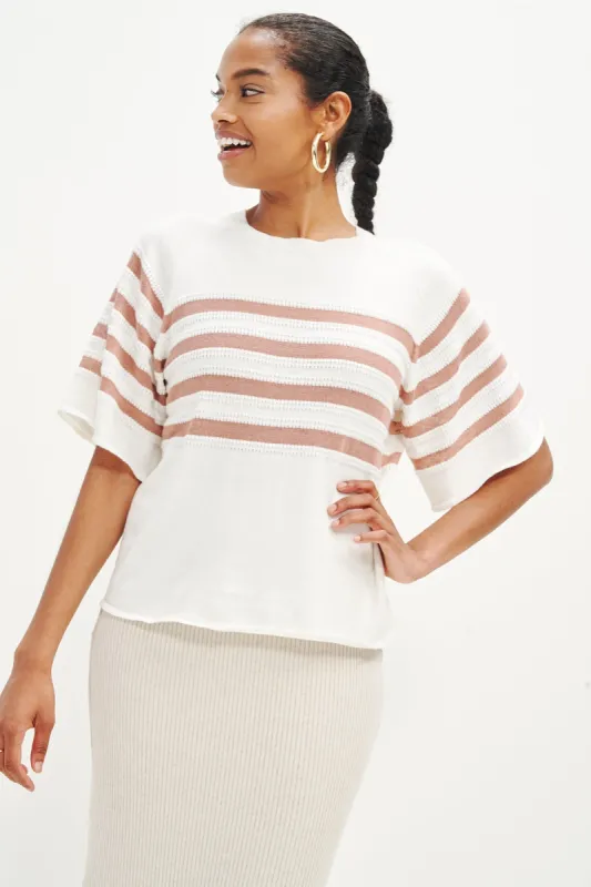 Bonet Top - Rose Ivory Stripe made by Amour Vert