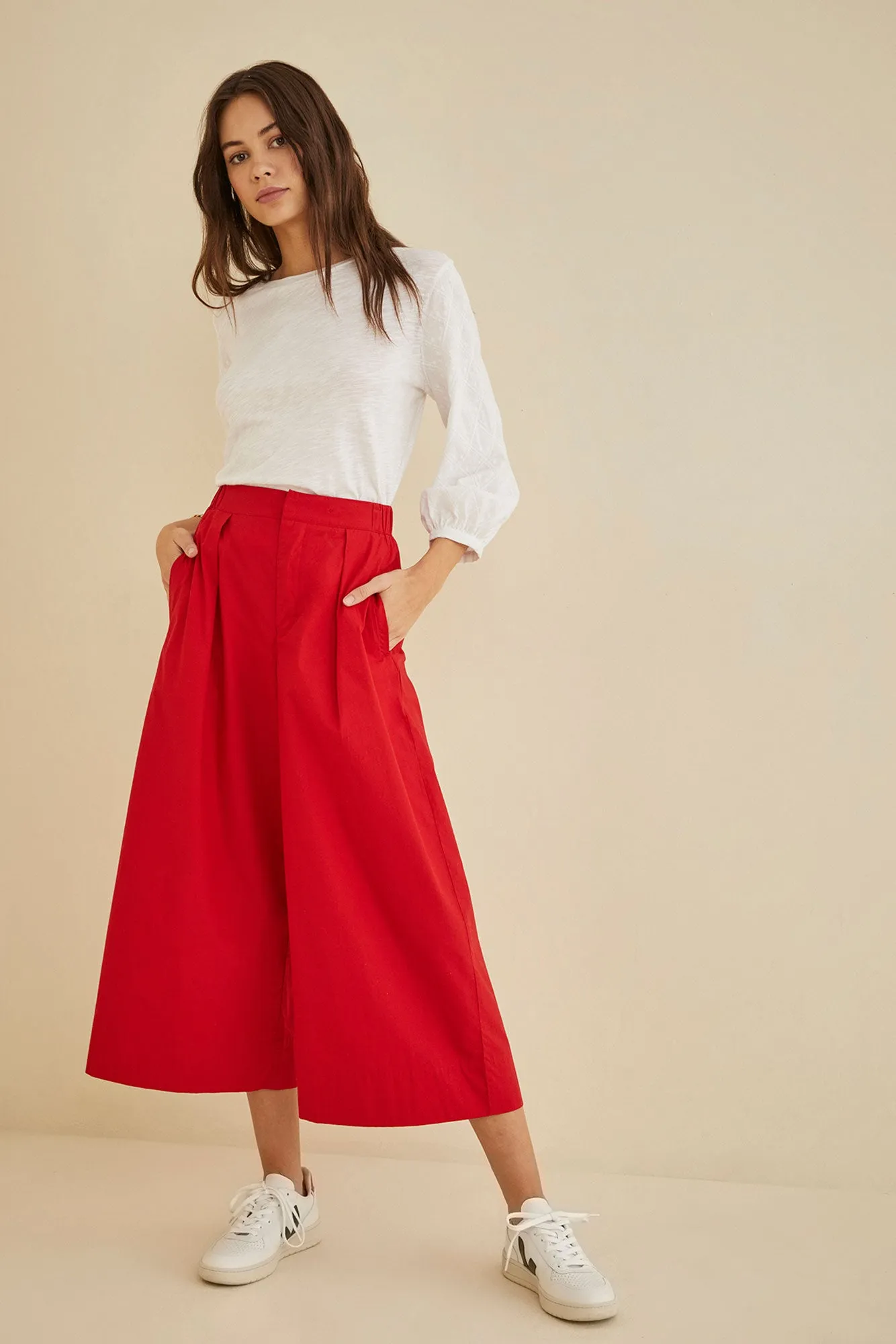 Kowtow Pleat Pants - Scarlet sold by Amour Vert