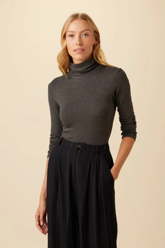 Flannery Dream Rib Turtleneck - Anthracite sold by Amour Vert