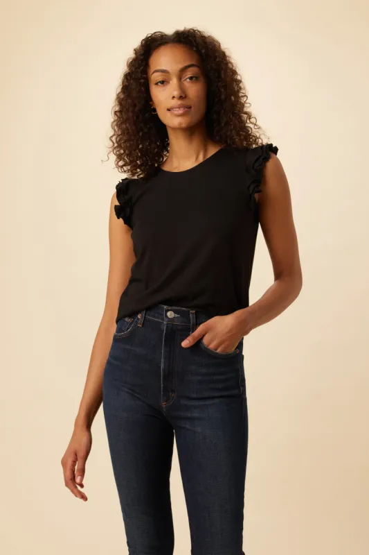 Aretha Reverie Slub Top - Black sold by Amour Vert