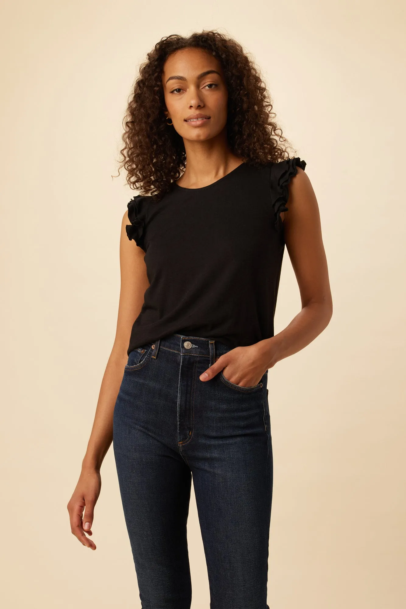 Aretha Reverie Slub Top - Black sold by Amour Vert