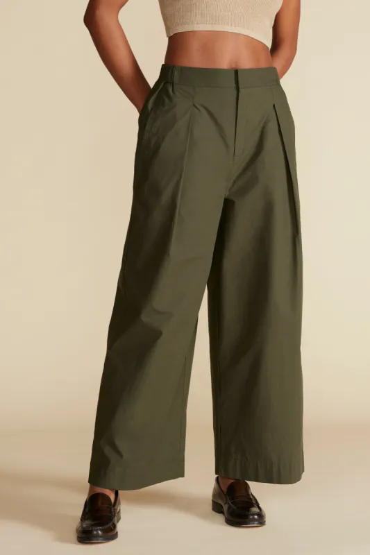 Sammy Organic Cotton Poplin Pant - Olive Green sold by Amour Vert