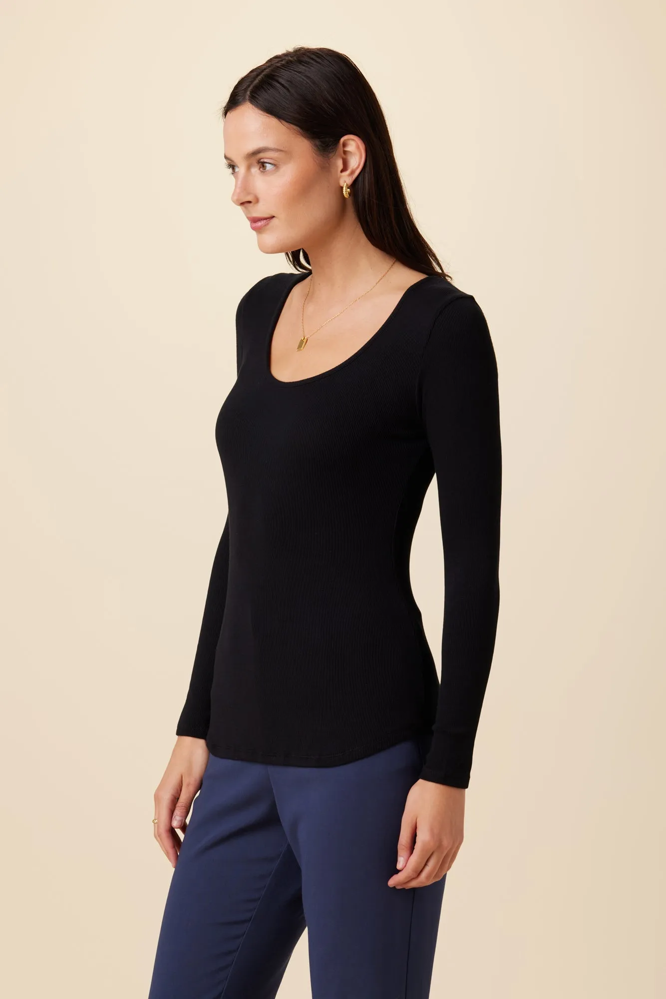Itana Long Sleeve Dream Rib Tee - Black - ReAmour sold by Amour Vert product image thumbnail 2