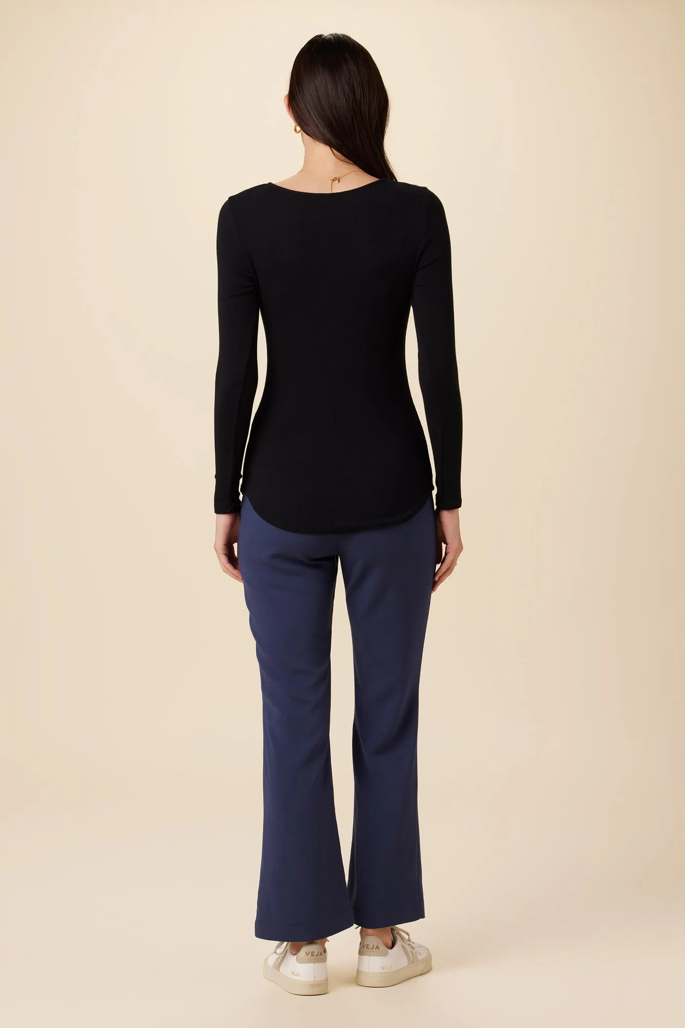 Itana Long Sleeve Dream Rib Tee - Black - ReAmour sold by Amour Vert product image thumbnail 3