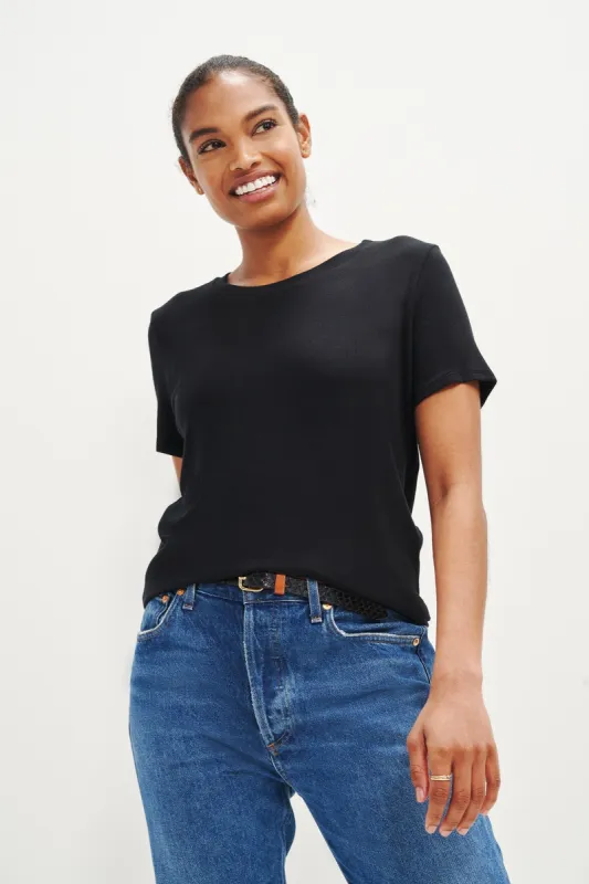 Berkeley Dream Rib Tee - Black sold by Amour Vert