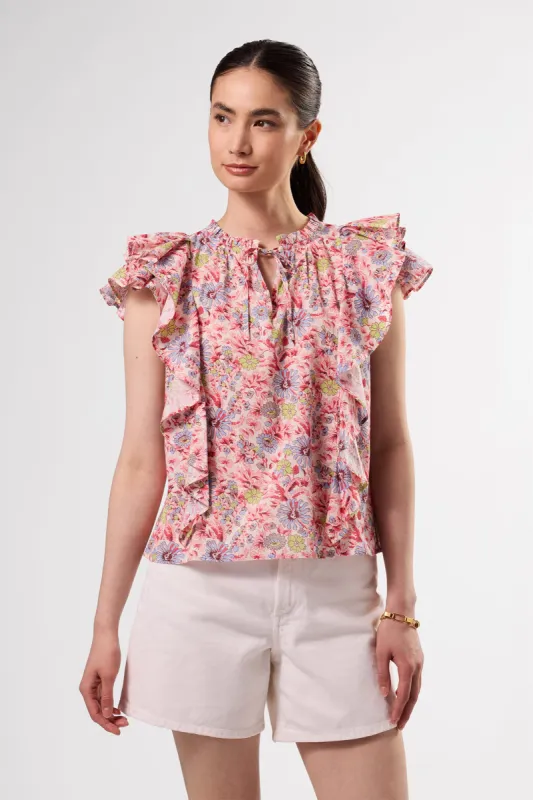 Ruffle Sleeve Top - Marseille Red sold by Amour Vert