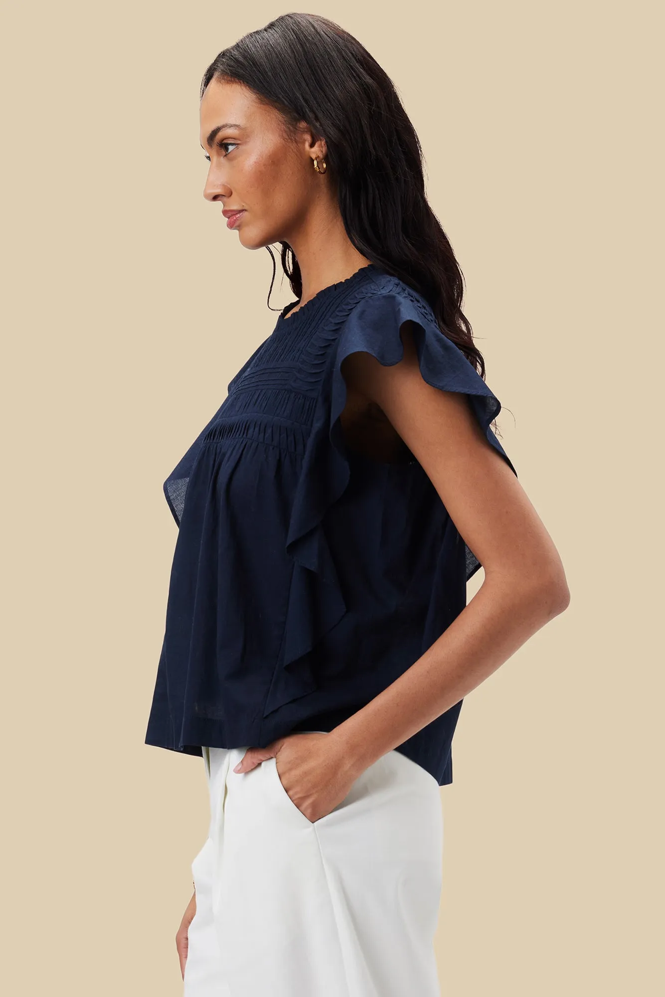 Aida Organic Cotton Blouse - Navy Blue sold by Amour Vert product image thumbnail 2