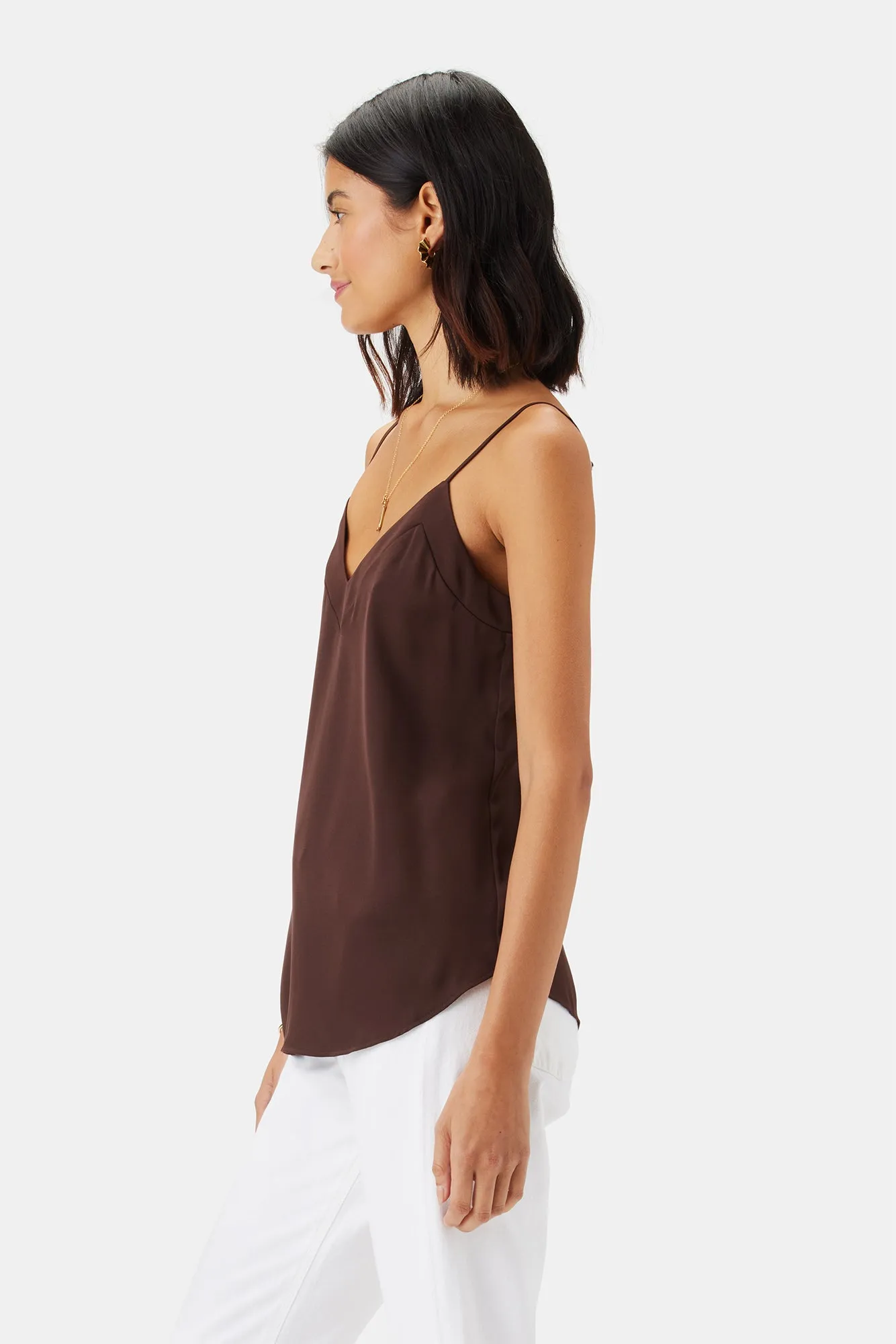 Barlow Stretch Silk Tank - Espresso sold by Amour Vert product image thumbnail 3