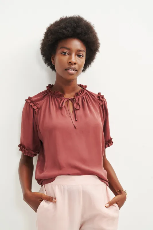 Zuri Cupro Blouse - Earth sold by Amour Vert