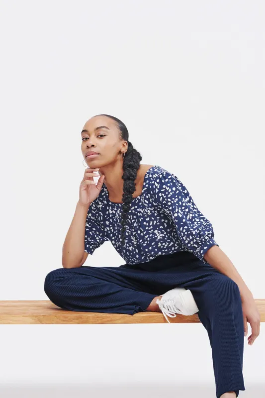 Edith Washable Silk Blouse - Lucy Dot Navy sold by Amour Vert