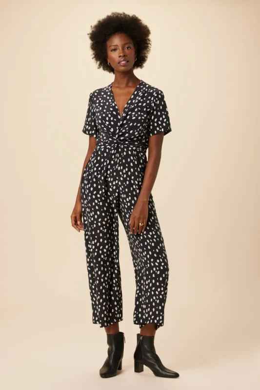 Fantasia Washable Silk Jumpsuit - Pebble Dot Black - ReAmour sold by Amour Vert