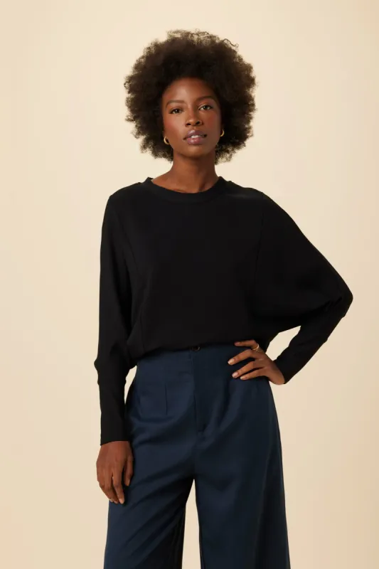 Dominique Luxe Fleece Sweatshirt - Black sold by Amour Vert