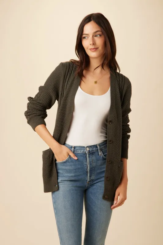 Astra Organic Cotton Cardigan - Thyme sold by Amour Vert