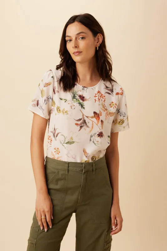 Odilia Washable Silk Blouse - Botanic Floral Ivory - ReAmour sold by Amour Vert
