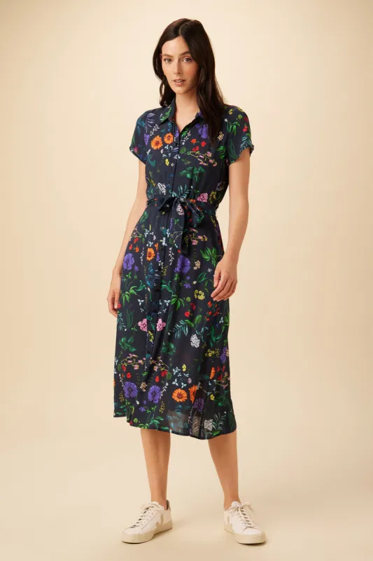 Joyce Ecovero Midi Dress - Stella Floral Navy sold by Amour Vert