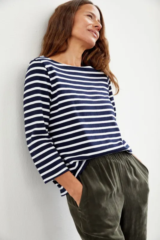 Halle Tee - Navy and Ivory sold by Amour Vert