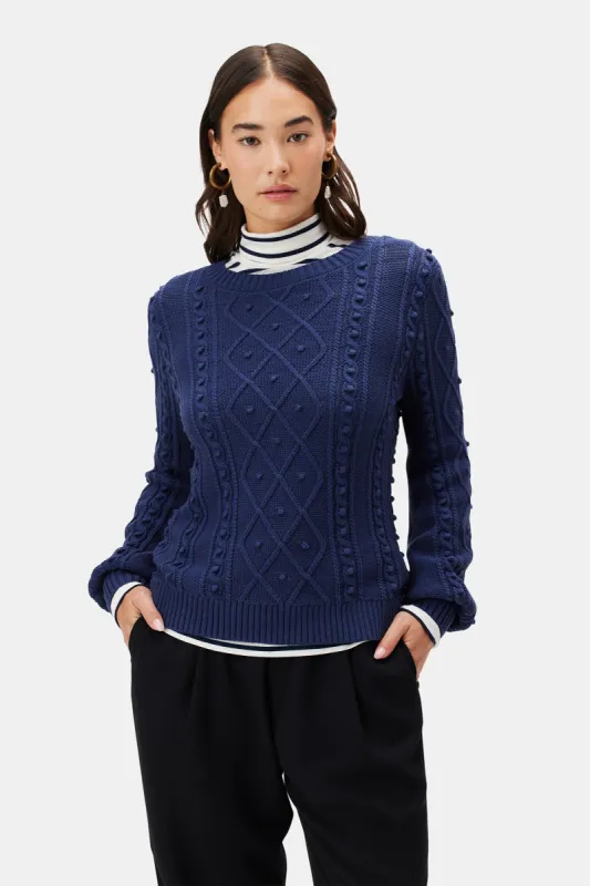 Faedra Organic Cotton Sweater - Navy Blue sold by Amour Vert
