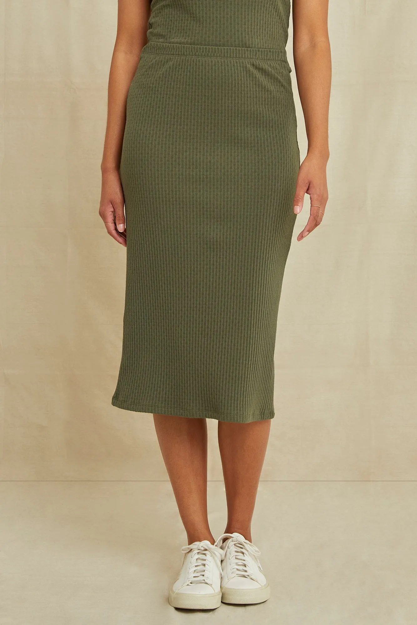 Sloane Pointelle Rib Skirt - Calla Green sold by Amour Vert