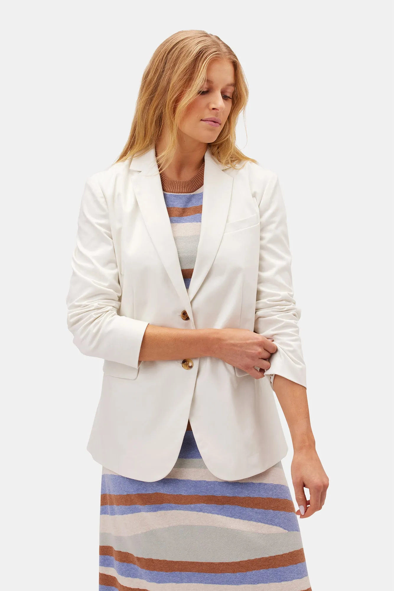 Slim Tobie Blazer - White sold by Amour Vert