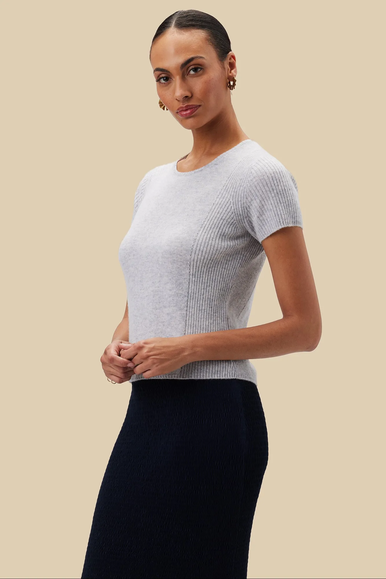 Bryce Cashmere Tee - Heather Grey sold by Amour Vert product image thumbnail 3